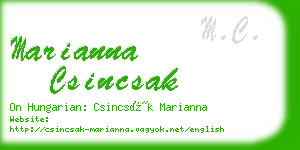 marianna csincsak business card